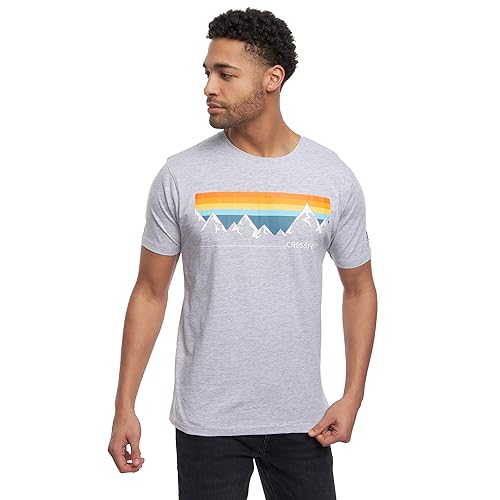 Crosshatch Herren Chamlang Aufdruck Ch Alps T-Shirt, grau, L von Crosshatch