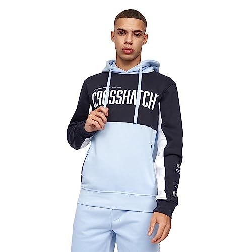 Crosshatch Herren Compounds Panel Hoody Kapuzenpullover, Navy/Hellblau, XL von Crosshatch
