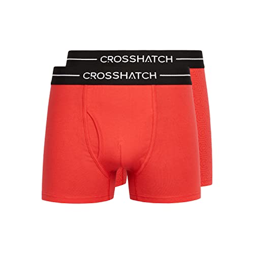 Crosshatch - Herren Everyday Essential Multipack 2er-Pack Boxershorts Jersey Unterwäsche Geschenkset, Hexter, 2 Stück, rot, XL Crosshatch - Herren Everyday Essential Multipack 2er-Pack Boxershorts Jersey Unterwäsche Geschenkset, Hexter, 2 Stück, rot, XL von Crosshatch