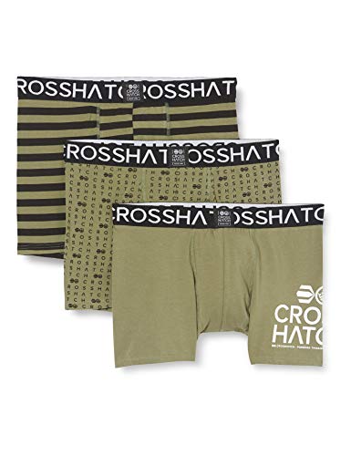 Crosshatch Herren Gridline Boxershorts, grün, L (3er Pack) von Crosshatch