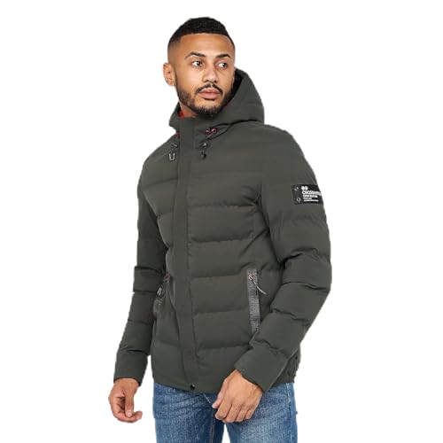 Crosshatch Herren Kampleys geprägte, gepolsterte Jacke, Oliv/Blatt für mich (Leaf It to Me), M von Crosshatch