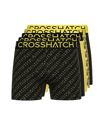 Crosshatch Herren Kurze Boxershorts (5 Stück) GLOCOMB - Geschenk Multipack Dessous in bunten Herren Liköre Boxershorts(S/Glocomb-Yellow) von Crosshatch