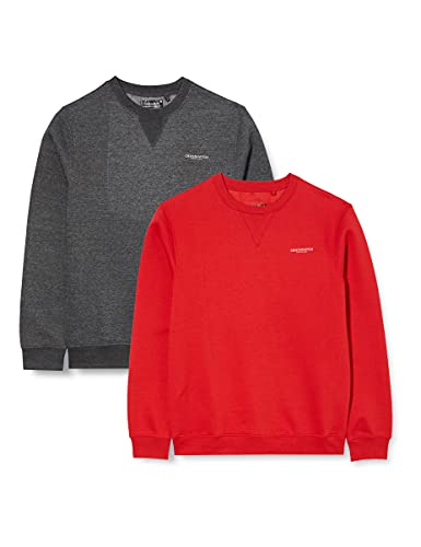 Crosshatch Herren Traymax Crew Sweatshirt, Rot/Dunkelgrau, S von Crosshatch