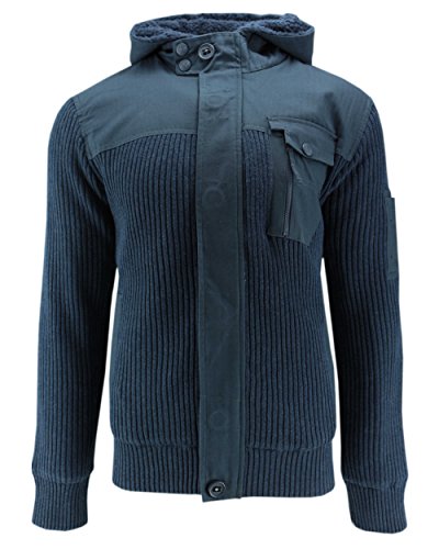 Crosshatch Herren Übergangs-Jacke JAMINE MVE CH Diamond QUILTET Kapuze Strick (Dunkelblau (Mood Indigo Marl), M) von Crosshatch