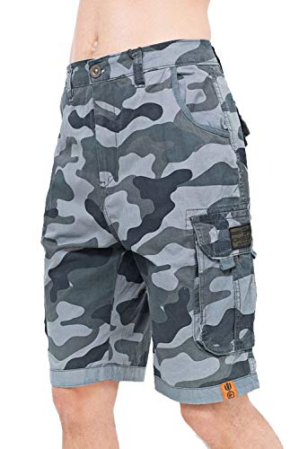 Crosshatch Mens Chinos Camo Cargo Shorts Jeans Combat 3/4 Knee Length Watchford(W36,Charcoal Camo) von Crosshatch