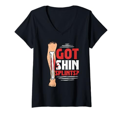 Damen XC Running Cross Country Running Got Shin Splints? T-Shirt mit V-Ausschnitt von Crosslauf