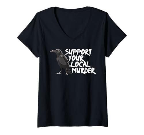 Damen Unterstützen Sie Ihre lokale Murder Crow Funny Women Crow Love Birds T-Shirt mit V-Ausschnitt Damen Unterstützen Sie Ihre lokale Murder Crow Funny Women Crow Love Birds T-Shirt mit V-Ausschnitt von Crow By VM