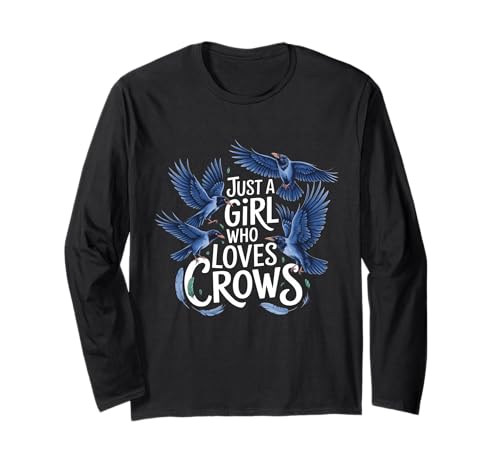 Nur EIN Mädchen, das Krähen liebt, Vogelfrauen, Krähen- und Rabenliebhaber Langarmshirt Nur EIN Mädchen, das Krähen liebt, Vogelfrauen, Krähen- und Rabenliebhaber Langarmshirt von Crow Lover's Delight for Bird Enthusiasts