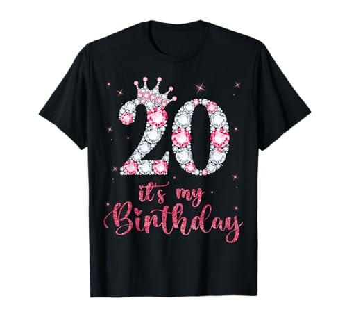 20 Es ist mein Geburtstag 20 Jahre alt, 20. Geburtstag, Mädchen, Dame T-Shirt von Crown 20th Birthday Girl 20 Years Old Birthday Tee