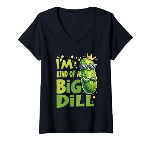 Damen Crown Pickle Lover I'm Kind of BigDill Snack Gurke T-Shirt mit V-Ausschnitt Damen Crown Pickle Lover I'm Kind of BigDill Snack Gurke T-Shirt mit V-Ausschnitt von Crown Pickle Lover I'm Kind Of BigDill Snack