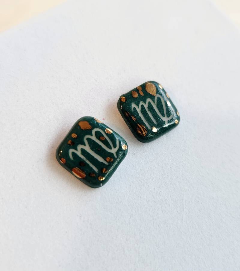 Jungfrau Ohrstecker, Porzellan Keramik Handbemalt Mit 22 Karat Gold Lüster Details Jungfrau Ohrstecker, Porzellan Keramik Handbemalt Mit 22 Karat Gold Lüster Details von CrownAndHeartKC