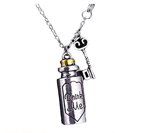 CrownOfRibbons Flasche und Schlüssel Charm Anhänger Halskette Alice im Wunderland Märchenschmuck für Frauen und Mädchen, Zink von CrownOfRibbons