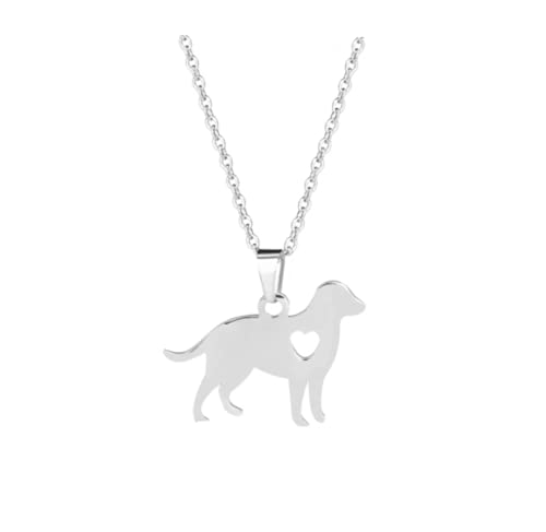 CrownOfRibbons Labrador Retriever Hunde-Halskette, Geschenk für Welpen, Haustierliebhaber, Edelstahl, in Organza-Beutel, Edelstahl von CrownOfRibbons