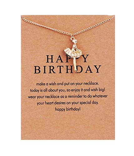 Mädchen Happy Birthday Geschenk, Balletttänzer-Halskette, inspirierende Karte, Organza-Beutel, Metall von CrownOfRibbons