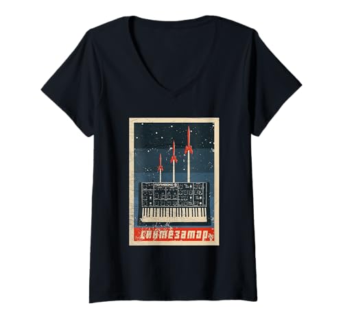 Damen Vintage Synthesizer Analog - UDSSR Soviet Synth T-Shirt mit V-Ausschnitt Damen Vintage Synthesizer Analog - UDSSR Soviet Synth T-Shirt mit V-Ausschnitt von CrownSuits: Vintage UDSSR Soviet Synthesizer