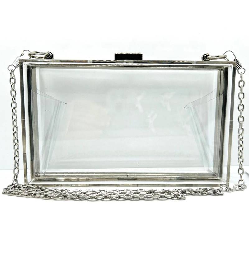 Transparente Silber Acryl Clutch | Statement Tasche Damen Elegante Acryl-Clutch Mit Schulterkette von CrownedBeautyTezsah