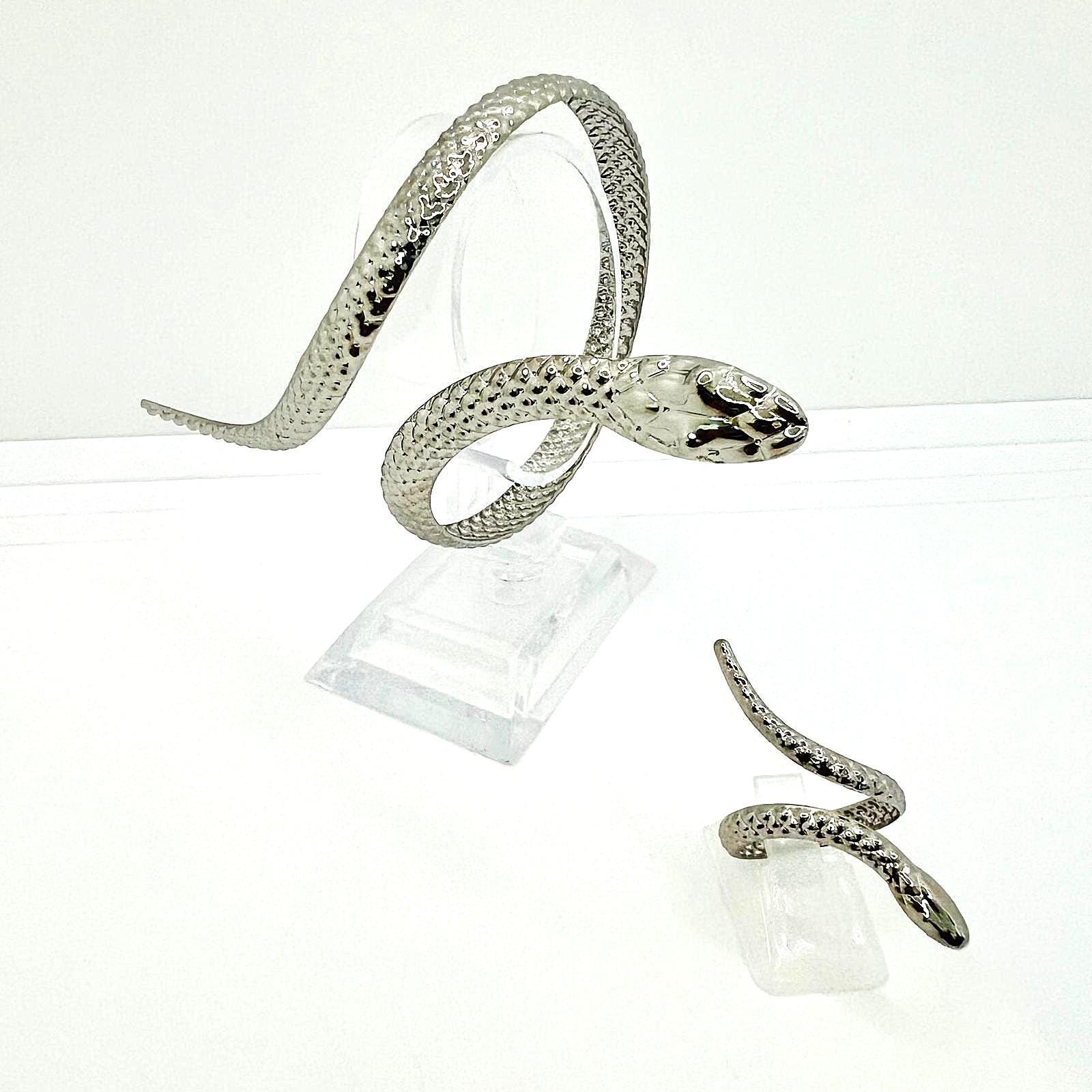 Elegante Schlangen Schmuck Set in Silber Armreif & Ring von CrownedBeautyTezsah
