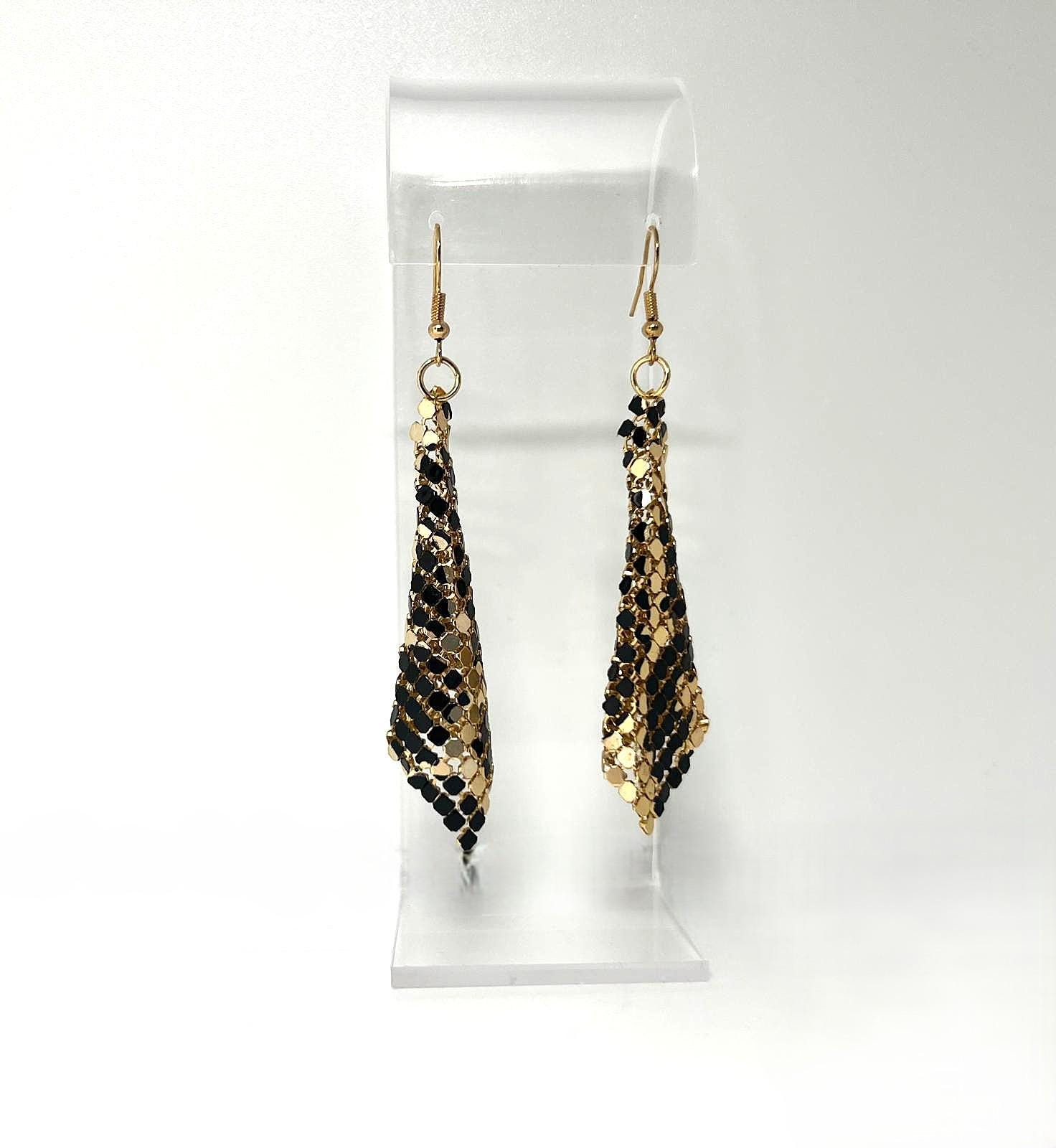 Gold Leo Mesh Ohrringe - Lange Animal Print Statement Ohrhänger 9 cm von CrownedBeautyTezsah