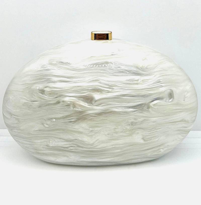 Luxuriöse Abendtasche Clutch Perlmutt Weiß Gold Kette Hochzeit Party Gala Handtasche Elegant von CrownedBeautyTezsah