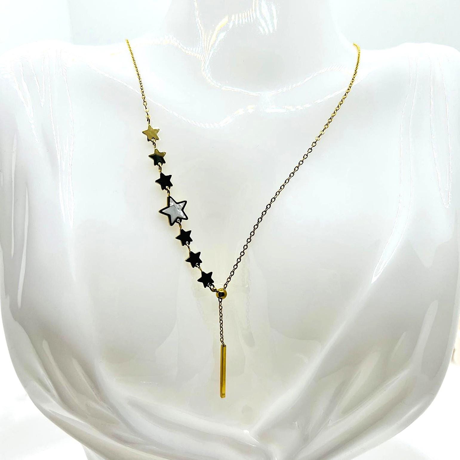 Sternen Schmuck Set Gold Edelstahl - Halskette Armband Ohrringe, Filigraner Stern Schmuck, Geschenkset Damen von CrownedBeautyTezsah