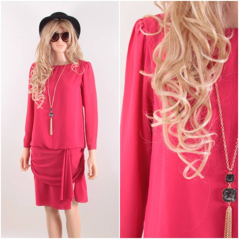 Wunderschönes Hot Pink Slouchy Abendkleid - Vintage 1980Er Jahre Girls Night Out ~ Boom Thang 20-01-733 von CrownedInVintage