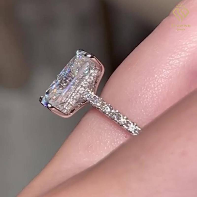 3 Karat Strahlender Moissanit Verlobungsring Jubiläum Geschenk Für Frauen Versprechen Ring Pave Band Vorschlag Perfektes von CrowwnJewels