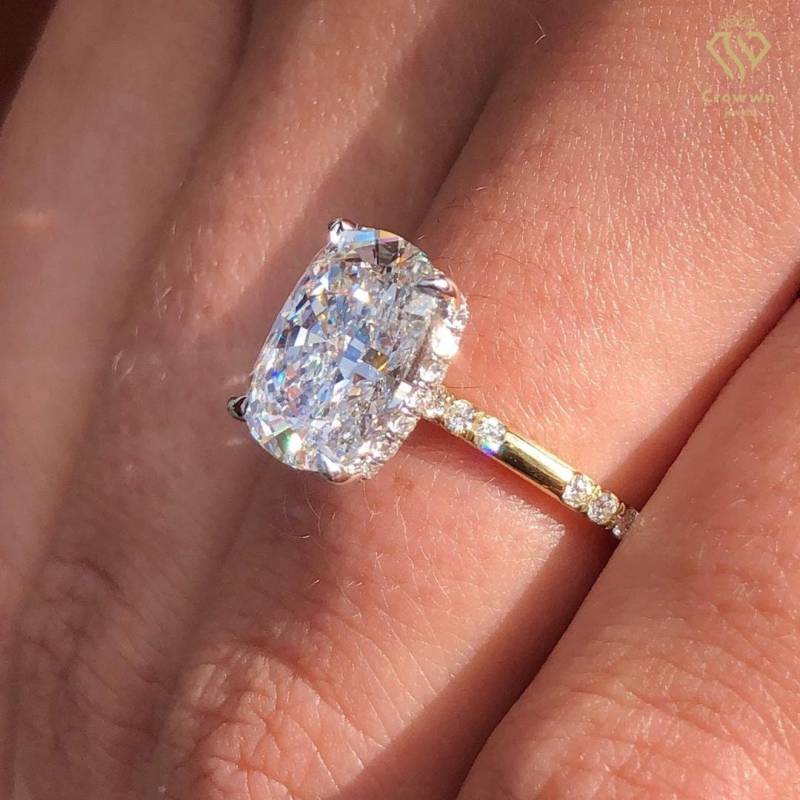 3Ct Kissenschliff Solitär Verlobungsring Rose 14K/18K Gold Moissanit Kissenring Kissen Solitärring Versprechensring Jubiläumsgeschenk von CrowwnJewels