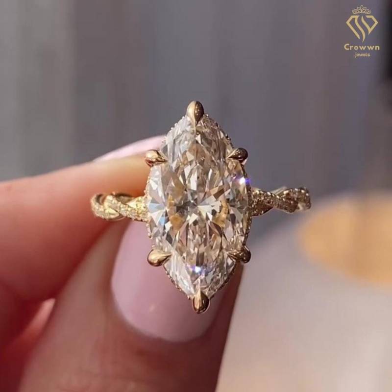 3Ct Marquise Cut Moissanite Verlobungsring Unendlichkeitsband Ehering Solitaire Brautversprechenring Jahrestagsring Geschenk Für Sie von CrowwnJewels
