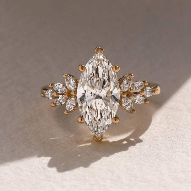 4Ct Marquise Cut Moissanite Verlobungsring Ehering Cluster Ring Versprechensring Anpassen Geschenke Für Sie von CrowwnJewels