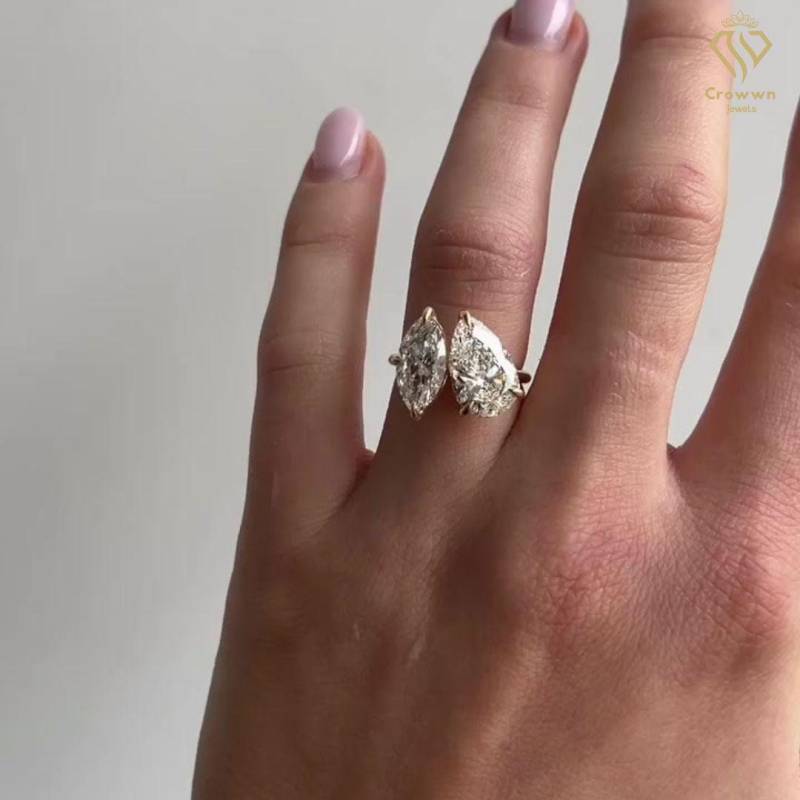 5Ctw Birne Und Marquise Toi Et Moi Ring Versprechen Verlobungsring Zwei Stein Ehering Jahrestag Geschenk Für Sie von CrowwnJewels