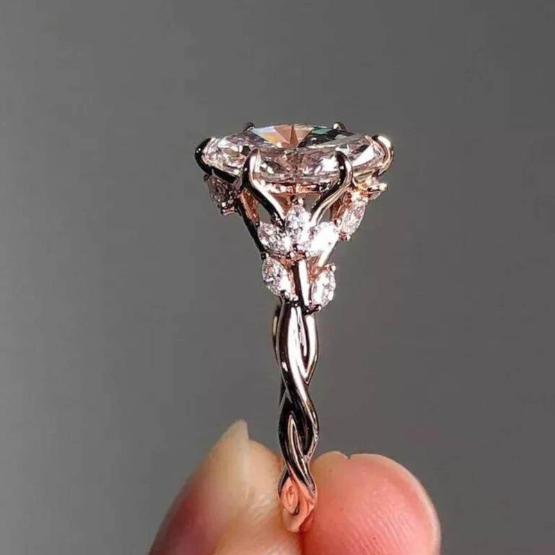 Blumen Marquise Schnitt Moissanite Verlobungsring 14K Solid Gold Ehering Natur Inspirieren Ring Vintage Jubiläumsgeschenk von CrowwnJewels