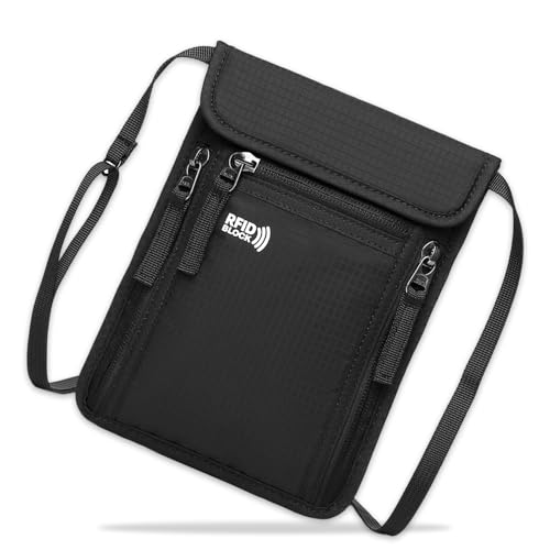 Brustbeutel mit RFID-Schutz, Herren Dame Wasserdicht Brusttasche Umhängebeutel Reisegeldbeutel Passport Bag mit Mehreren Taschen Versteckter Chest Bag von Crrynuo