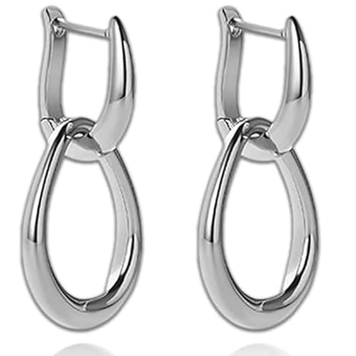 Damen Ohrringe Kupfer, Anhänger Ohrringe für Damen Frauen Mädchen, 18K echte Gold galvanisierte,Frauen oval gedeht glänzend,Exquisit und schön Geeignet für Mädchen mehreren Anlässen zu tragen von Crrynuo