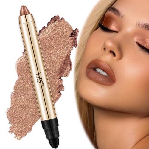 Doppelseitiger-Augenaufheller-Stick Lidschattenstift mit Schwamm, Wasserfester Langanhaltend und Hochpigmentierter Creme Glitzer Lidschatten Cream Schimmerschattenstift, einfach zu verwenden von Crrynuo