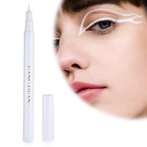 Crrynuo Weißer Flüssiger Make-up Eyeliner, Wasserfest und Wischfest, Super Slim Flexibler Stift, Seidenraupenaufhellungsstift von Crrynuo
