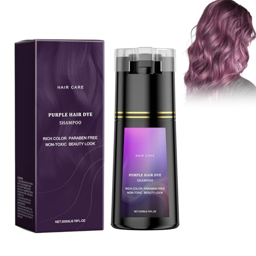 Haarfärbe-Shampoo Für Schnelle Und Natürliche Farbabdeckung – Graue Haare Färbeschampoo Für Frauen & Männer, Mit Natürlichen Inhaltsstoffen, Einfache Anwendung,(Lila, 200ml) von Crsetmyth