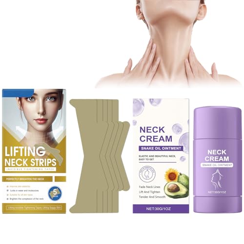 Neck Cream + Firming Neck Patch - Anti-Aging Halscreme & Straffende Halsmasken Für Straffere Haut, Reduziert Falten & Feine Linien, Feuchtigkeitsspendende Pflege, Effektive Hautstraffung von Crsetmyth
