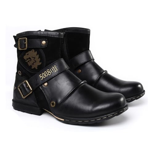 CrtTsks Herren Western Cowboy Stiefel aus Rindsleder Lederstiefel mit Gummisohle Biker Boots mit Reißverschluss Männer Stiefeletten,Schwarz,43 EU CrtTsks Herren Western Cowboy Stiefel aus Rindsleder Lederstiefel mit Gummisohle Biker Boots mit Reißverschluss Männer Stiefeletten,Schwarz,43 EU von CrtTsks