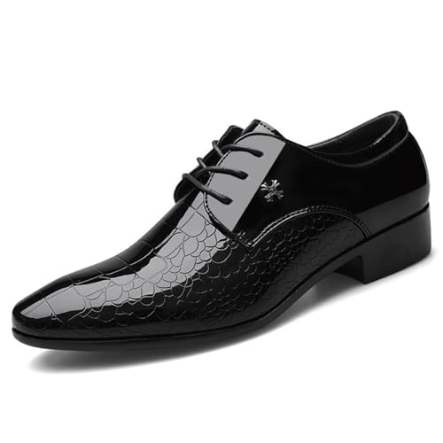 Schwarz,43 EU,Herren Lederschuhe Lackschuhe Schnürhalbschuhe Derby Oxford Hochzeit Schuhe von CrtTsks