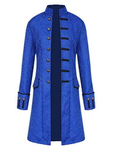 Crubelon Herren Steampunk Vintage Tailcoat Jacke Gothic Victorian Frock Coat Uniform Halloween Kostüm - Blau - Groß von Crubelon