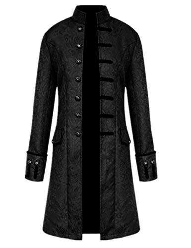 Crubelon Herren Steampunk Vintage Tailcoat Jacke Gothic Victorian Frock Coat Uniform Halloween Kostüm - Schwarz - XXX-Large von Crubelon