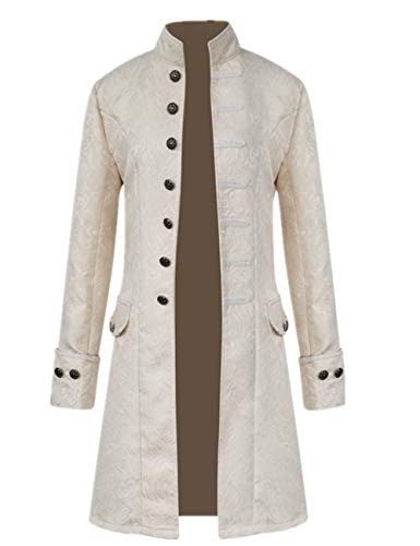 Crubelon Herren Steampunk Vintage Tailcoat Jacke Gothic Victorian Frock Coat Uniform Halloween Kostüm - Weiß - XX-Large von Crubelon