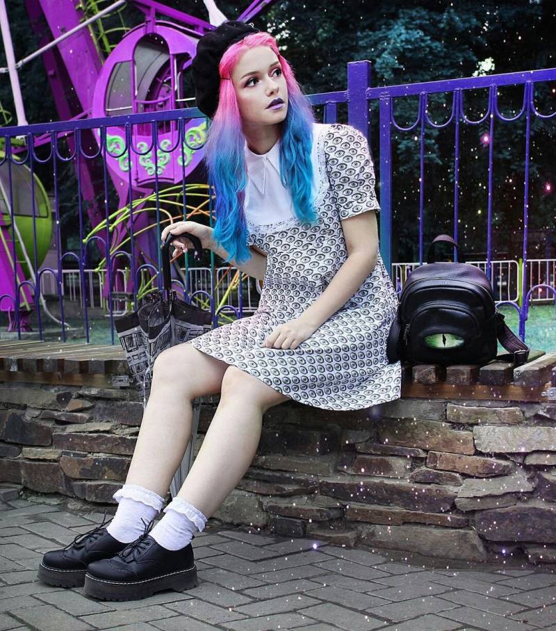 Halloween Augapfel Print Mini Kleid, Gruseliger Mod Stil, Puffärmel von CruelCandy