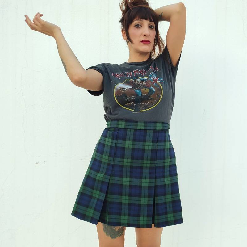 Tartan Grunge Minirock Mit Falten, Karierter Skater-Rock, Preppy Scottish Black Watch Tartan-Rock, Punk-Rock Hoher Taille, Made To Order von CruelCandy