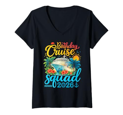 Damen Geburtstag Cruise Squad 2026 Family Cruise Urlaub Geburtstag T-Shirt mit V-Ausschnitt Damen Geburtstag Cruise Squad 2026 Family Cruise Urlaub Geburtstag T-Shirt mit V-Ausschnitt von Cruise Birthday Family Cruise 2026 Vacation Outfit
