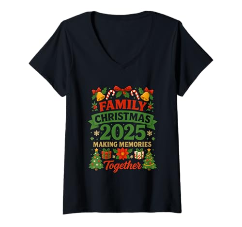 Damen Passendes Outfit für die Familie, Weihnachten 2025, Xmas Squad Santa Group T-Shirt mit V-Ausschnitt Damen Passendes Outfit für die Familie, Weihnachten 2025, Xmas Squad Santa Group T-Shirt mit V-Ausschnitt von Cruise Family Reunion Vacation Christmas Apparel