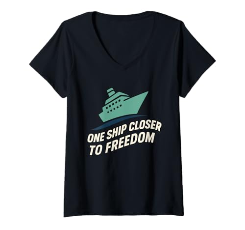 Damen Cruise Addict Lustiges Cruise Loyalty Ocean Vacation T-Shirt T-Shirt mit V-Ausschnitt von Cruise Lifestyle Repeat Cruiser Ship Life Sea Legs