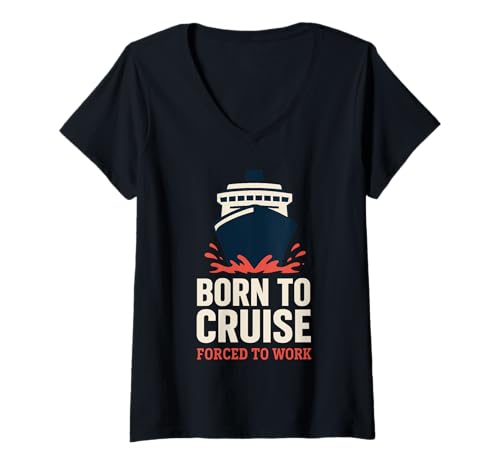 Damen Cruise Addict Lustiges Cruise Loyalty Ocean Vacation T-Shirt T-Shirt mit V-Ausschnitt von Cruise Lifestyle Repeat Cruiser Ship Life Sea Legs