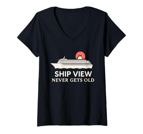 Damen Cruise Addict Lustiges Cruise Loyalty Ocean Vacation T-Shirt T-Shirt mit V-Ausschnitt von Cruise Lifestyle Repeat Cruiser Ship Life Sea Legs