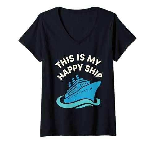 Damen Cruise Addict Lustiges Cruise Loyalty Ocean Vacation T-Shirt T-Shirt mit V-Ausschnitt von Cruise Lifestyle Repeat Cruiser Ship Life Sea Legs